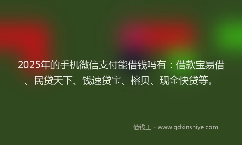 2025年的手机微信支付能借钱吗有：借款宝易借、民贷天下、钱速贷宝、榕贝、现金快贷等。