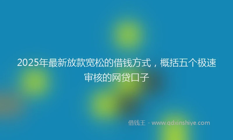 2025年最新放款宽松的借钱方式，概括五个极速审核的网贷口子