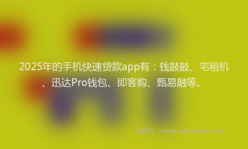 2025年的手机快速贷款app有:钱鼓鼓、宅租机、迅达Pro钱包、即客购、甄易融等。