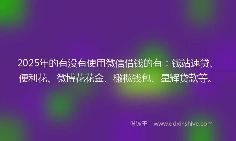 2025年的有没有使用微信借钱的有：钱站速贷、便利花、微博花花金、橄榄钱包、星辉贷款等。