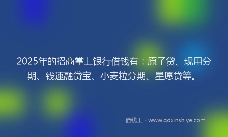 2025年的招商掌上银行借钱有：原子贷、现用分期、钱速融贷宝、小麦粒分期、星愿贷等。