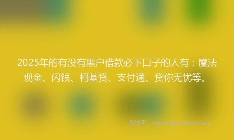 2025年的有没有黑户借款必下口子的人有：魔法现金、闪银、柯基贷、支付通、贷你无忧等。