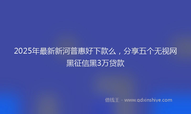 2025年最新新河普惠好下款么，分享五个无视网黑征信黑3万贷款