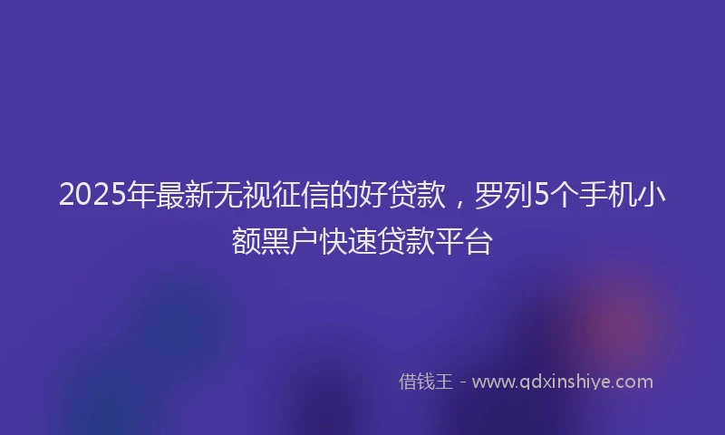 2025年最新无视征信的好贷款，罗列5个手机小额黑户快速贷款平台