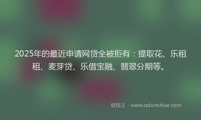 2025年的最近申请网贷全被拒有：提取花、乐租租、麦芽贷、乐借宝融、翡翠分期等。