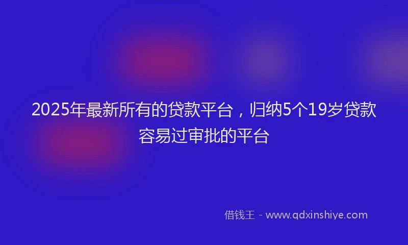 2025年最新所有的贷款平台，归纳5个19岁贷款容易过审批的平台