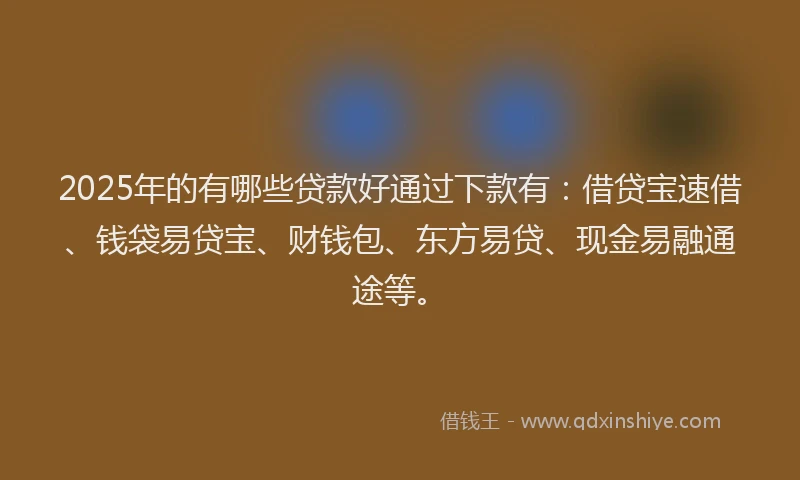 2025年的有哪些贷款好通过下款有：借贷宝速借、钱袋易贷宝、财钱包、东方易贷、现金易融通途等。