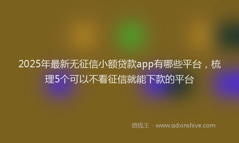 2025年最新无征信小额贷款app有哪些平台，梳理5个可以不看征信就能下款的平台