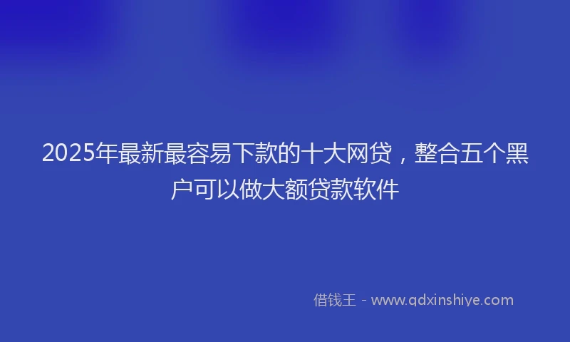 2025年最新最容易下款的十大网贷,整合五个黑户可以做大额贷款软件
