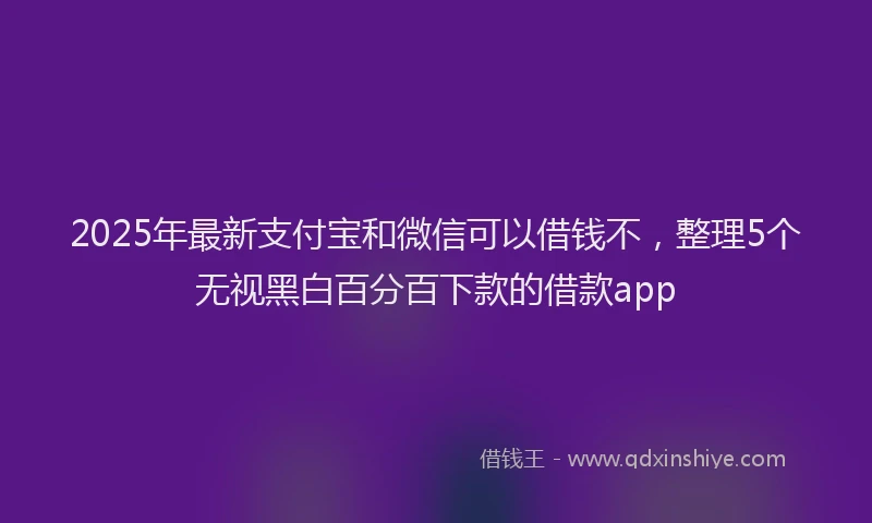 2025年最新支付宝和微信可以借钱不，整理5个无视黑白百分百下款的借款app