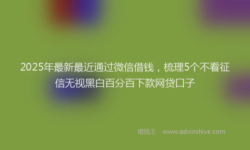 2025年最新最近通过微信借钱，梳理5个不看征信无视黑白百分百下款网贷口子