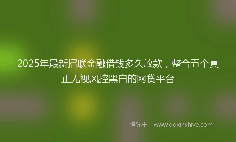2025年最新招联金融借钱多久放款，整合五个真正无视风控黑白的网贷平台