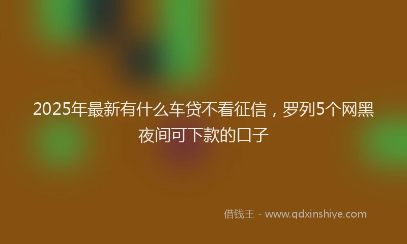 2025年最新有什么车贷不看征信，罗列5个网黑夜间可下款的口子