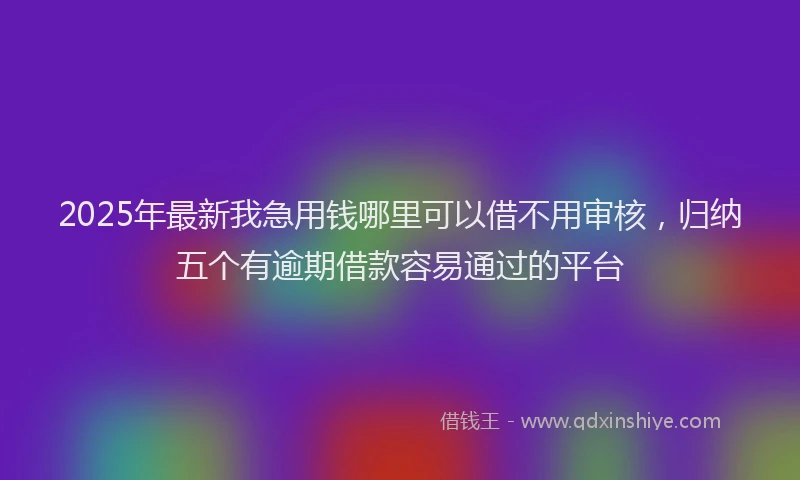 2025年最新我急用钱哪里可以借不用审核，归纳五个有逾期借款容易通过的平台