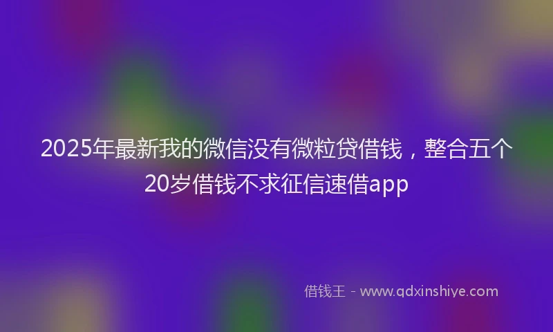 2025年最新我的微信没有微粒贷借钱，整合五个20岁借钱不求征信速借app