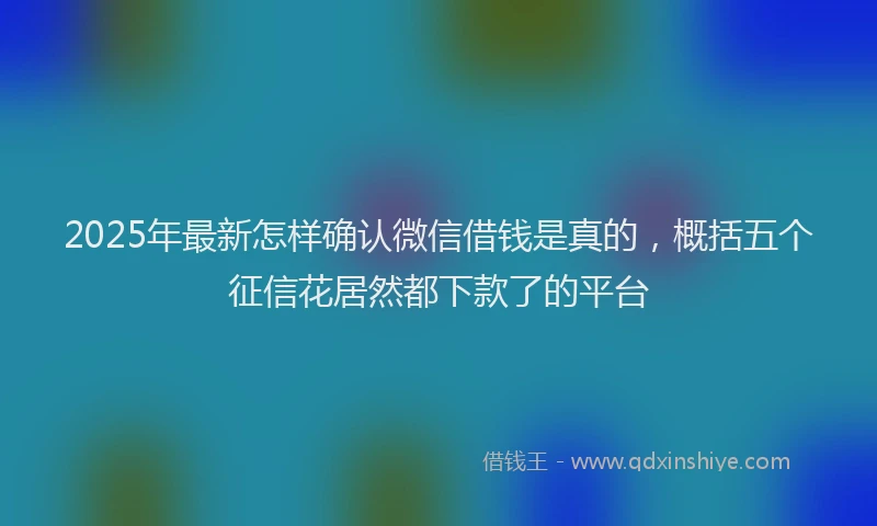 2025年最新怎样确认微信借钱是真的，概括五个征信花居然都下款了的平台