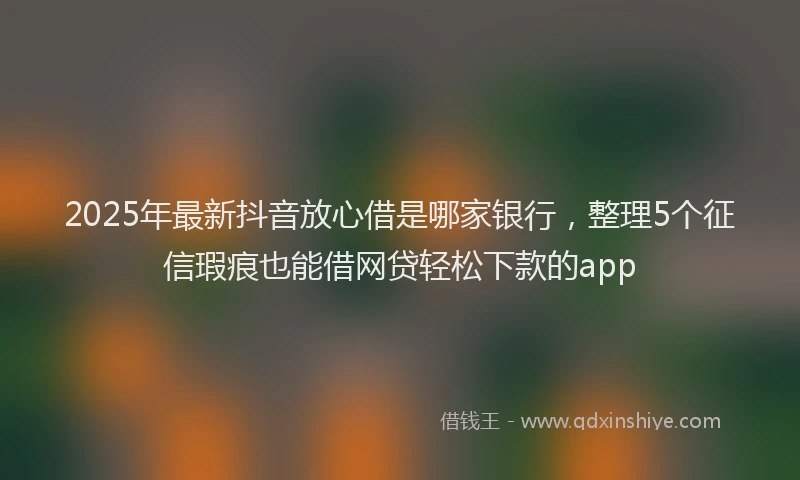 2025年最新抖音放心借是哪家银行，整理5个征信瑕疵也能借网贷轻松下款的app