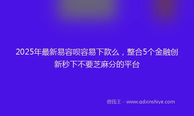 2025年最新易容呗容易下款么，整合5个金融创新秒下不要芝麻分的平台