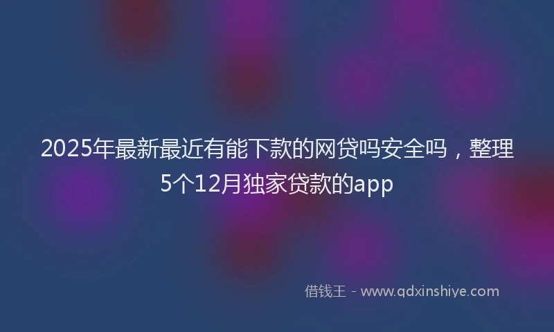 2025年最新最近有能下款的网贷吗安全吗，整理5个12月独家贷款的app