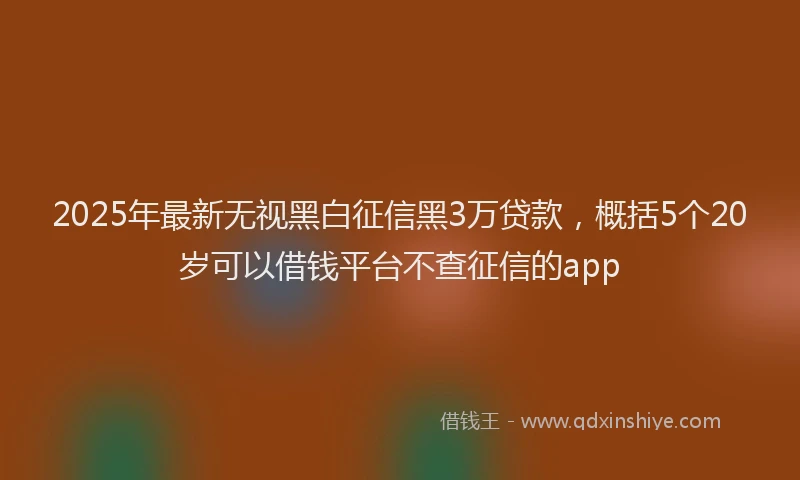 2025年最新无视黑白征信黑3万贷款，概括5个20岁可以借钱平台不查征信的app