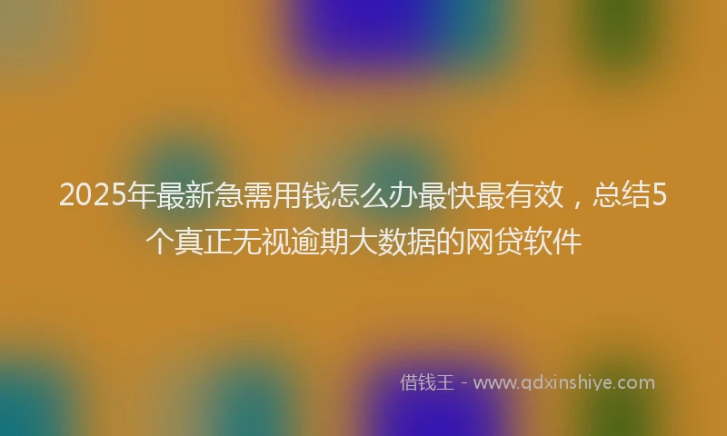 2025年最新急需用钱怎么办最快最有效，总结5个真正无视逾期大数据的网贷软件