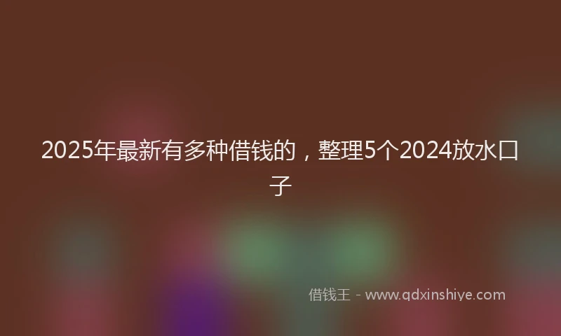 2025年最新有多种借钱的，整理5个2024放水口子