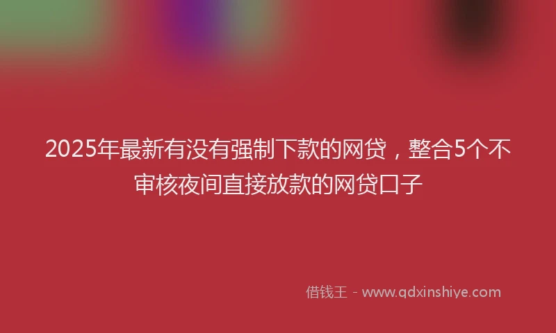 2025年最新有没有强制下款的网贷，整合5个不审核夜间直接放款的网贷口子