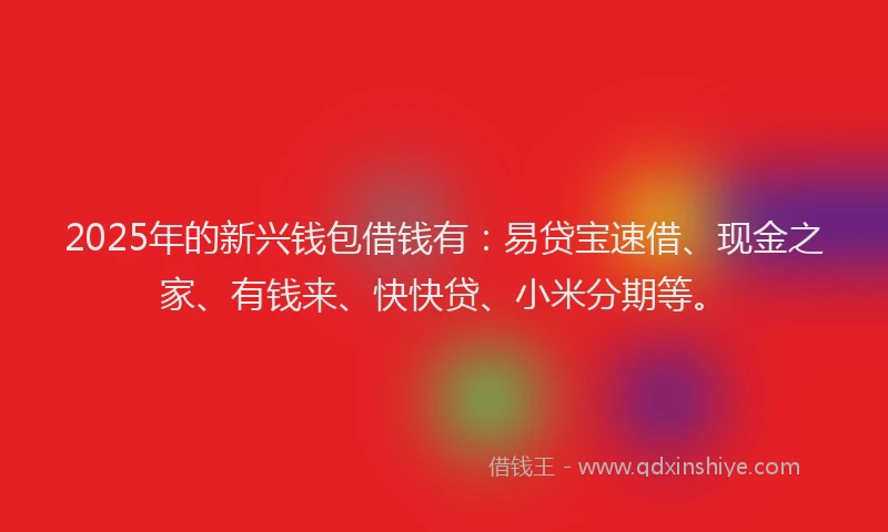 2025年的新兴钱包借钱有：易贷宝速借、现金之家、有钱来、快快贷、小米分期等。