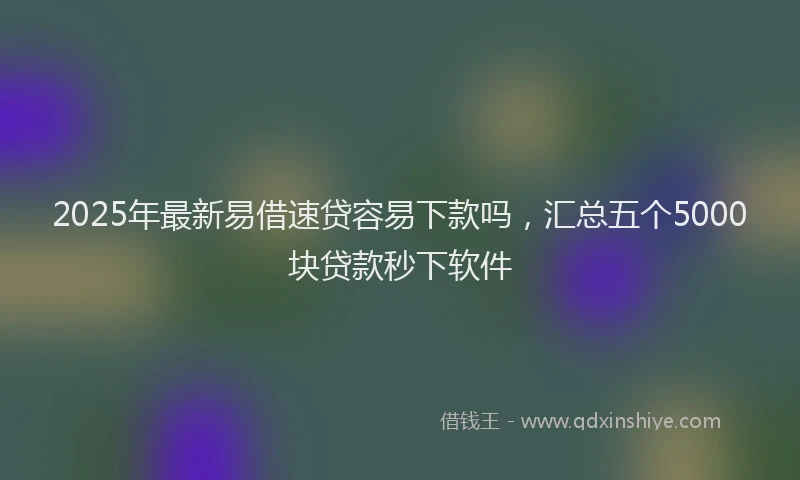 2025年最新易借速贷容易下款吗，汇总五个5000块贷款秒下软件