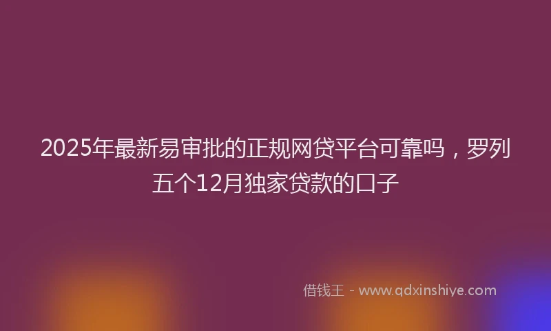 2025年最新易审批的正规网贷平台可靠吗，罗列五个12月独家贷款的口子