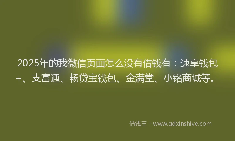 2025年的我微信页面怎么没有借钱有：速享钱包+、支富通、畅贷宝钱包、金满堂、小铭商城等。