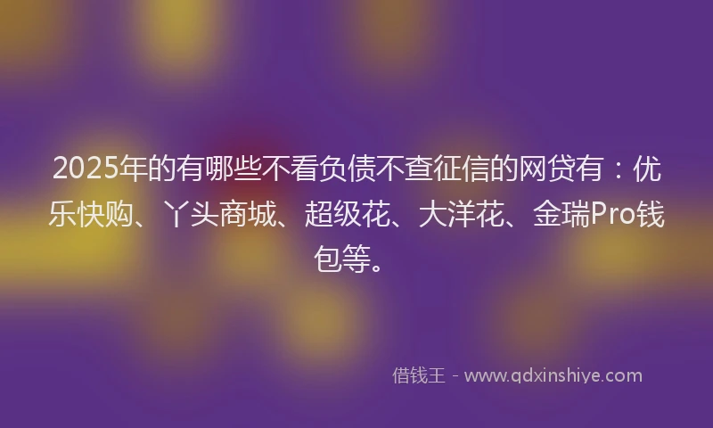 2025年的有哪些不看负债不查征信的网贷有：优乐快购、丫头商城、超级花、大洋花、金瑞Pro钱包等。
