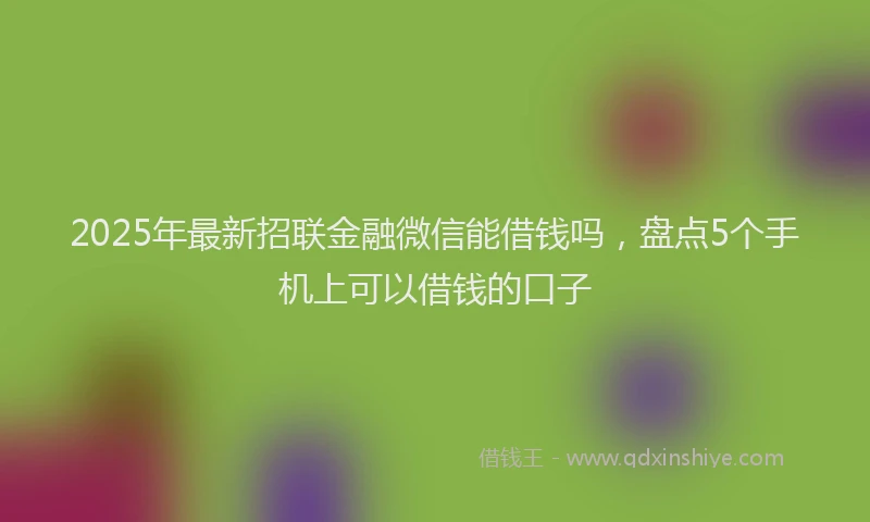 2025年最新招联金融微信能借钱吗，盘点5个手机上可以借钱的口子