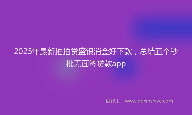 2025年最新拍拍贷盛银消金好下款，总结五个秒批无面签贷款app