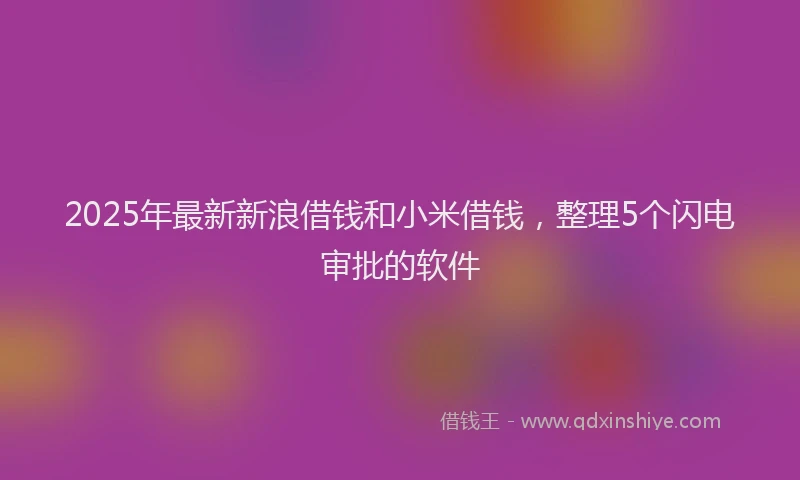 2025年最新新浪借钱和小米借钱，整理5个闪电审批的软件