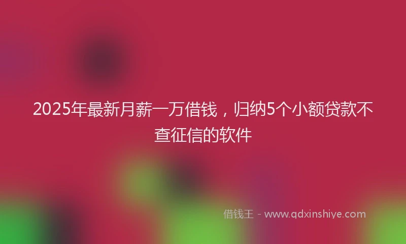 2025年最新月薪一万借钱，归纳5个小额贷款不查征信的软件