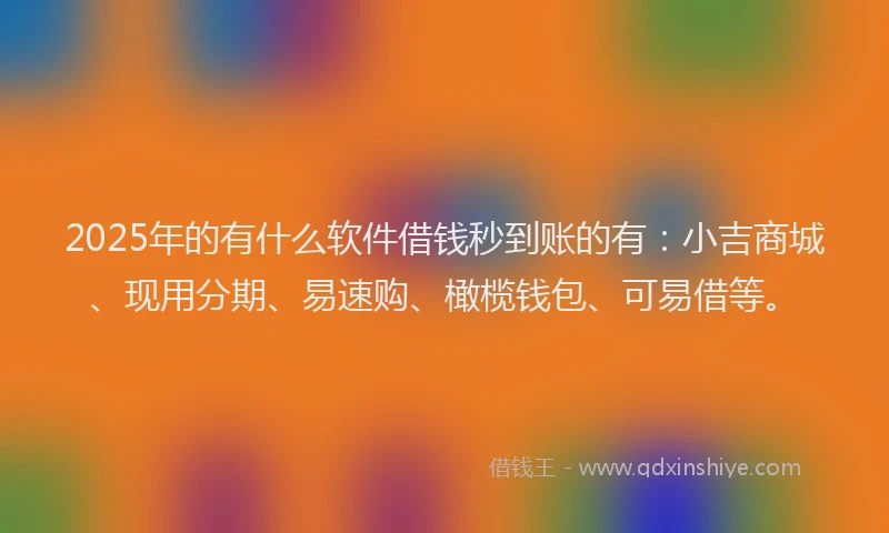 2025年的有什么软件借钱秒到账的有：小吉商城、现用分期、易速购、橄榄钱包、可易借等。
