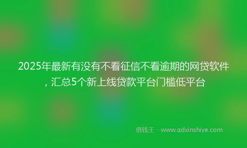 2025年最新有没有不看征信不看逾期的网贷软件，汇总5个新上线贷款平台门槛低平台