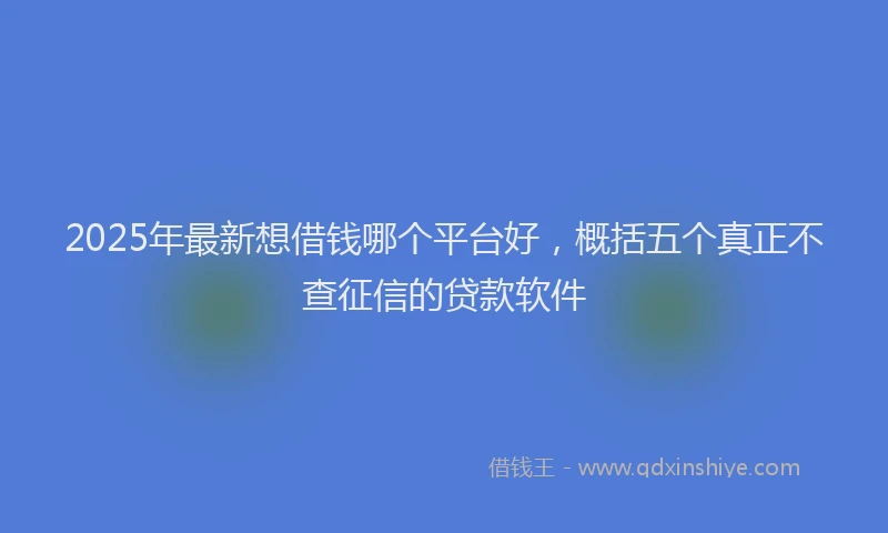 2025年最新想借钱哪个平台好，概括五个真正不查征信的贷款软件