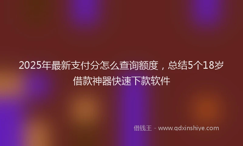 2025年最新支付分怎么查询额度，总结5个18岁借款神器快速下款软件