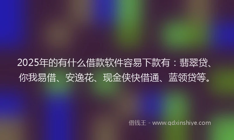 2025年的有什么借款软件容易下款有：翡翠贷、你我易借、安逸花、现金侠快借通、蓝领贷等。