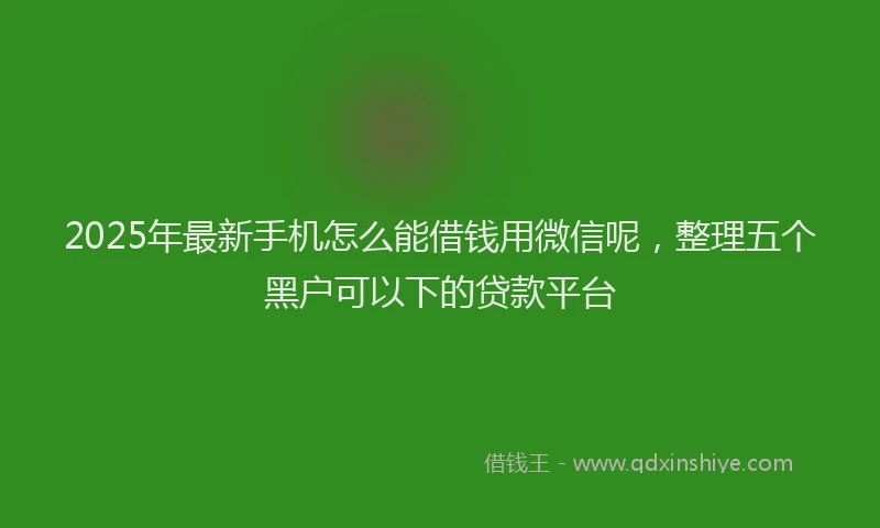 2025年最新手机怎么能借钱用微信呢，整理五个黑户可以下的贷款平台