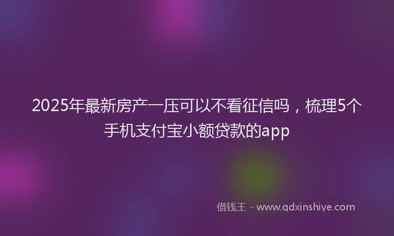 2025年最新房产一压可以不看征信吗，梳理5个手机支付宝小额贷款的app
