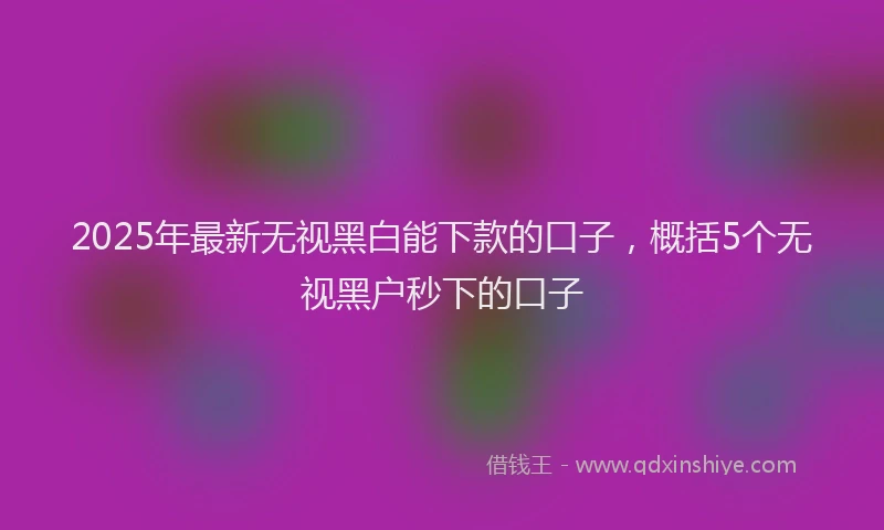 2025年最新无视黑白能下款的口子，概括5个无视黑户秒下的口子