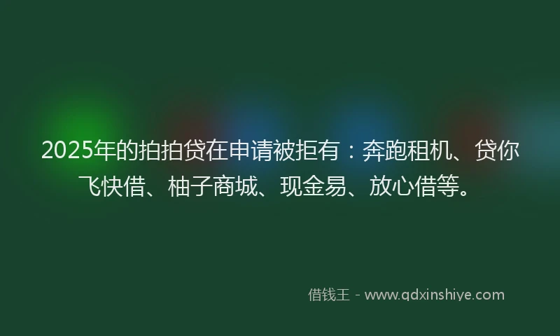 2025年的拍拍贷在申请被拒有：奔跑租机、贷你飞快借、柚子商城、现金易、放心借等。