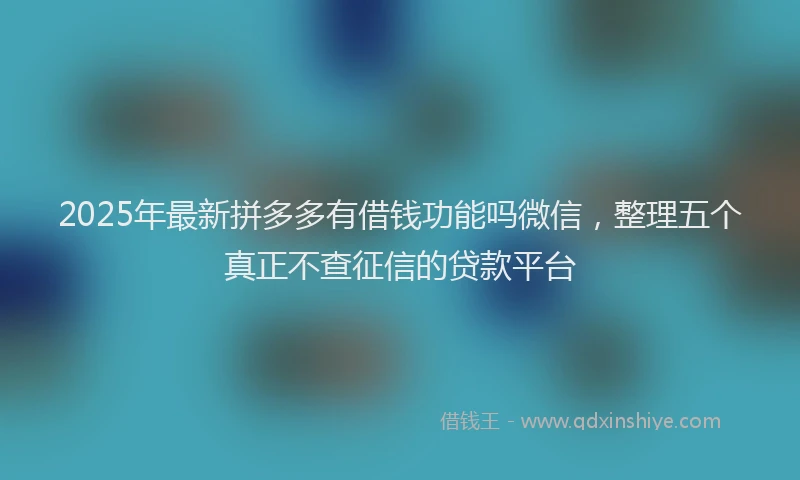 2025年最新拼多多有借钱功能吗微信，整理五个真正不查征信的贷款平台