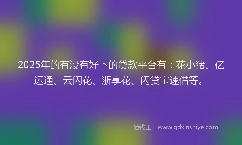 2025年的有没有好下的贷款平台有：花小猪、亿运通、云闪花、浙享花、闪贷宝速借等。