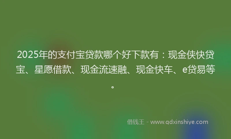 2025年的支付宝贷款哪个好下款有：现金侠快贷宝、星愿借款、现金流速融、现金快车、e贷易等。