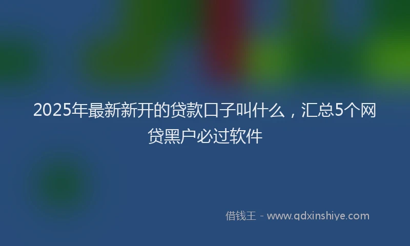 2025年最新新开的贷款口子叫什么，汇总5个网贷黑户必过软件