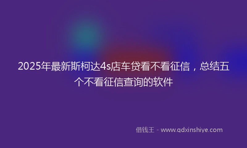 2025年最新斯柯达4s店车贷看不看征信，总结五个不看征信查询的软件